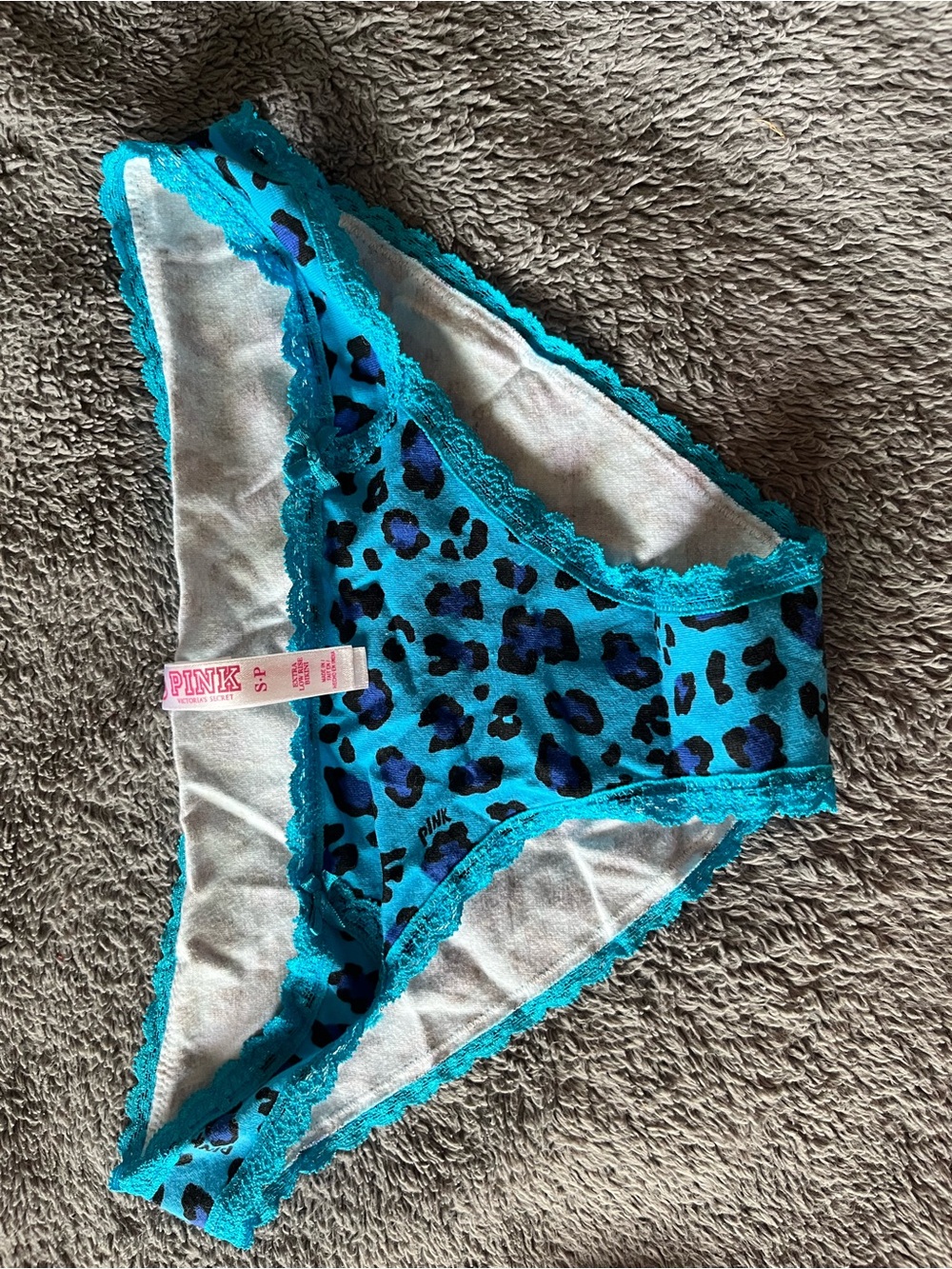 PINK Victoria's Secret Women's ' Turquoise Leopard Print Bikini Bottoms